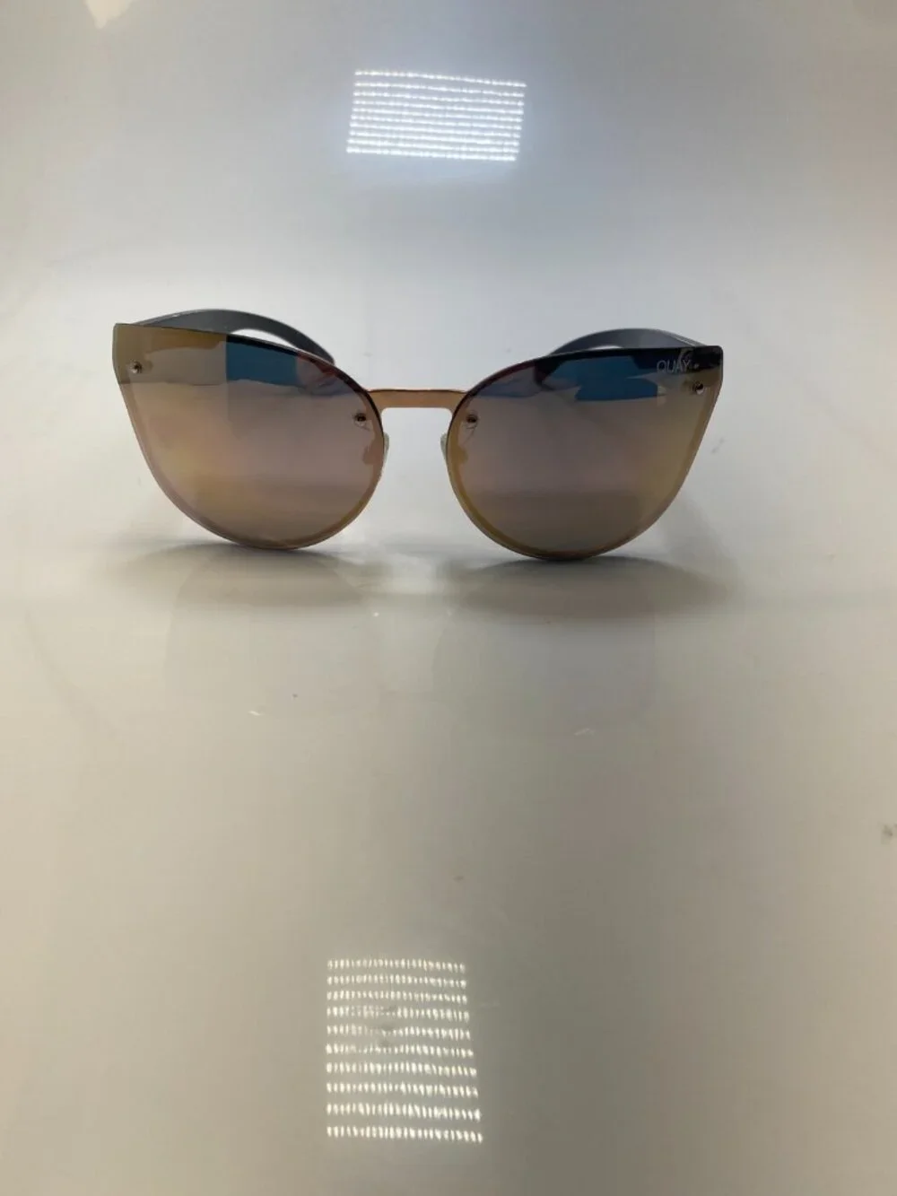 Q/A Quay Australia  Higher Love Mirror Lens Rimeless Rose Gold Sunglasses
